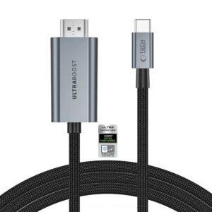 Kabelis Tech-Protect UltraBoost USB-C į HDMI 2.1, 8K 60Hz, 200 cm, pilkas