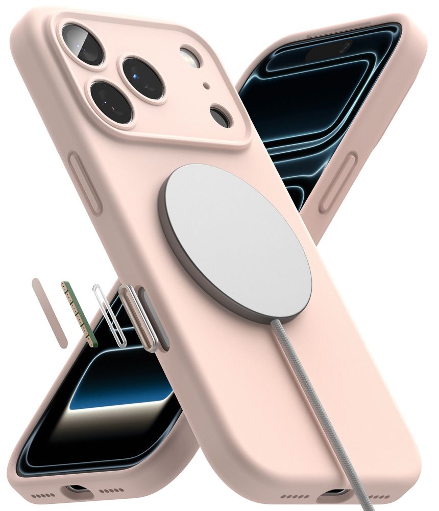 Dėklas Ringke Silicone Magnetic MagSafe iPhone 17 Pro / 18 Pro, smėlio rožinis - Image 5
