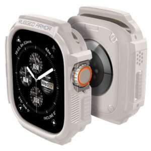 Dėklas Spigen Rugged Armor Apple Watch Ultra 1 / 2 / 3 (49 mm), smėlio spalvos