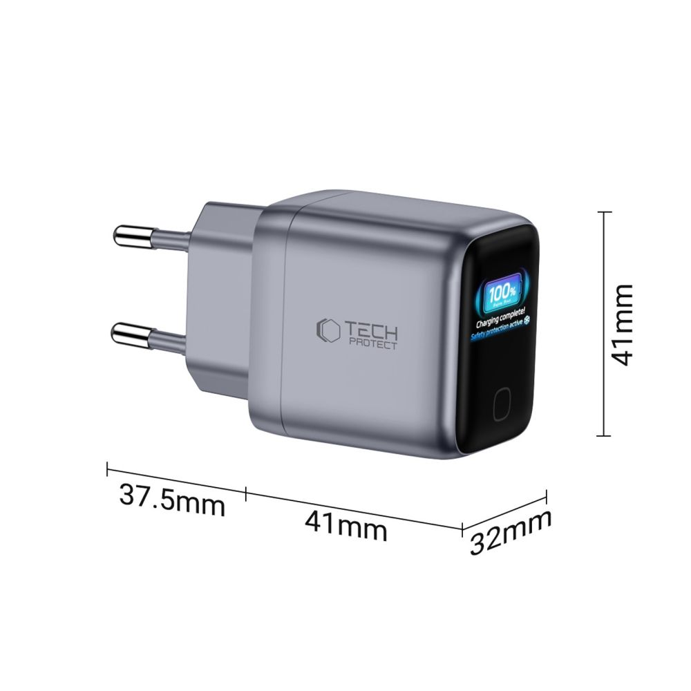 Tech-Protect PowerVision NC45W-GaN 45 W USB-C sieninis įkroviklis, tamsiai pilkas - Image 4