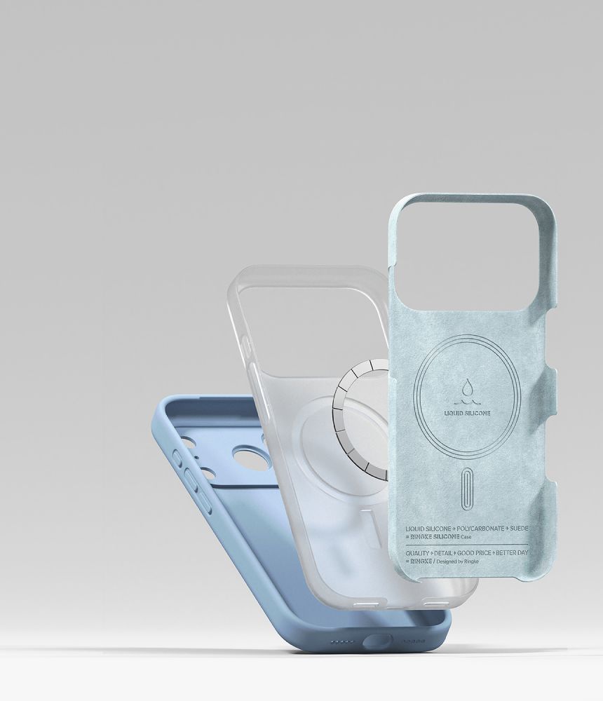 Dėklas Ringke Silicone Magnetic MagSafe iPhone 17 Pro / 18 Pro, šviesiai mėlynas - Image 7