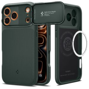 Spigen Optik Armor MagSafe dėklas iPhone 17 Pro Max, žalias