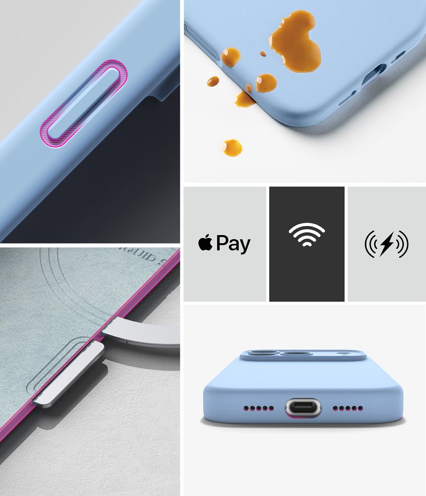Dėklas Ringke Silicone Magnetic MagSafe iPhone 17 Pro / 18 Pro, šviesiai mėlynas - Image 8