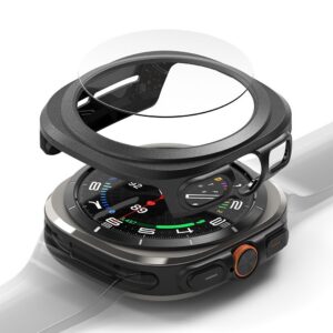 Juodas Ringke Slim dėklas ir stiklas Galaxy Watch Ultra 47 mm