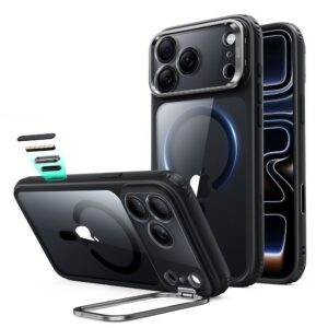 Dėklas ESR Classic Hybrid Kickstand MagSafe iPhone 17 Pro Max / 18 Pro Max, skaidriai juodas