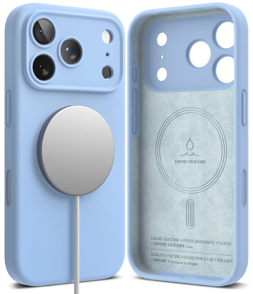 Dėklas Ringke Silicone Magnetic MagSafe iPhone 17 Pro / 18 Pro, šviesiai mėlynas - Image 2