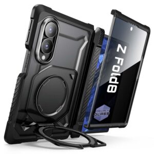 Dėklas Supcase UB Grip Mag MagSafe Galaxy Z Fold 8 su privatumo apsauginiu stiklu, juodas