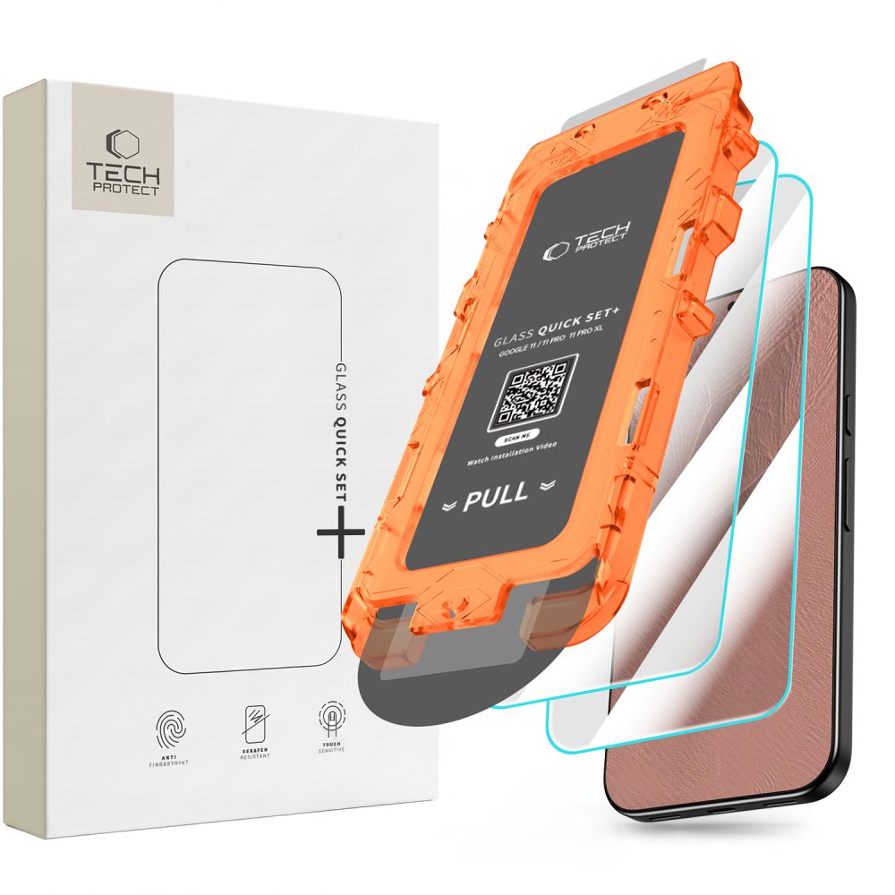 Apsauginis stiklas Tech-Protect Quick Set+ Pixel 9 / 9 Pro / 10 / 10 Pro / 11 / 11 Pro 2 vnt., skaidrus