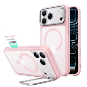 Dėklas ESR Classic Hybrid Kickstand MagSafe iPhone 17 Pro / 18 Pro, matinis rožinis