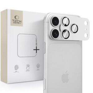 Kameros apsauginis stiklas Tech-Protect Camfull Fit+ iPhone 18 Pro Max, sidabrinis