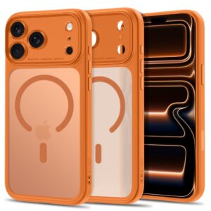 Dėklas Tech-Protect MagPeak MagSafe CC iPhone 17 Pro / 18 Pro, matinis kosminis oranžinis