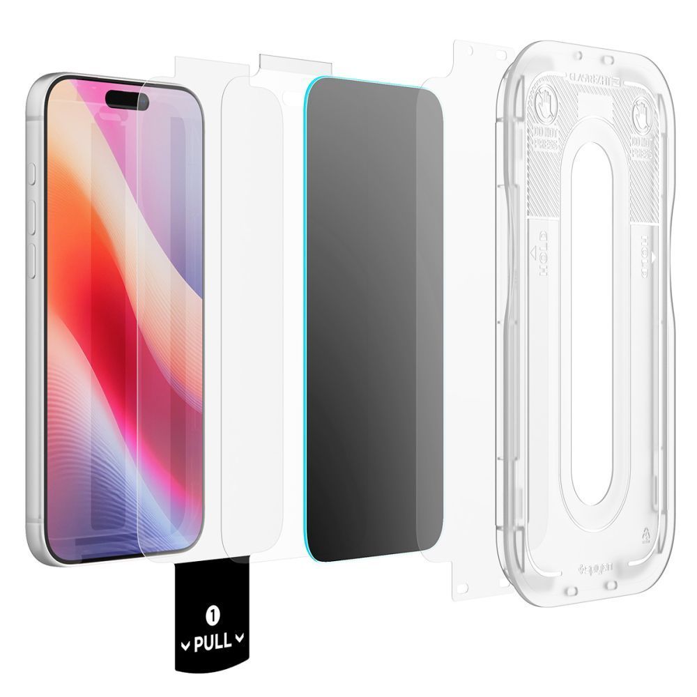Apsauginis stiklas su privatumo filtru Spigen Glas.tR EZ Fit Pro HD AC Privacy iPhone 18 Pro - Image 2