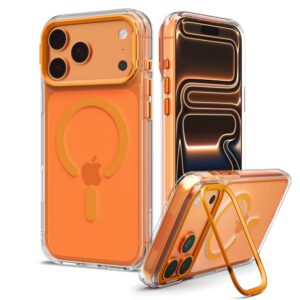 Dėklas Spigen Ultra Hybrid Optik S MagSafe iPhone 17 Pro / 18 Pro, skaidrus / oranžinis