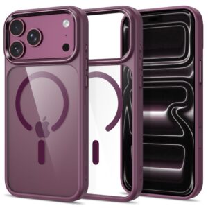 Tech-Protect Magmat Magsafe CC dėklas iPhone 17 Pro / 18 Pro, skaidrus bordo
