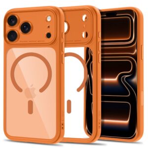 Dėklas Tech-Protect MagPeak MagSafe CC iPhone 17 Pro Max / 18 Pro Max, kosminis oranžinis/skaidrus