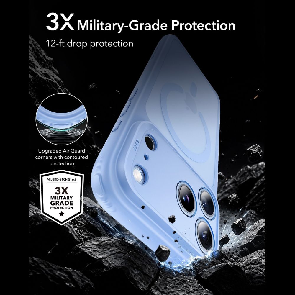 Dėklas ESR Classic Hybrid MagSafe iPhone 17 Pro / 18 Pro, matinis šviesiai mėlynas - Image 3