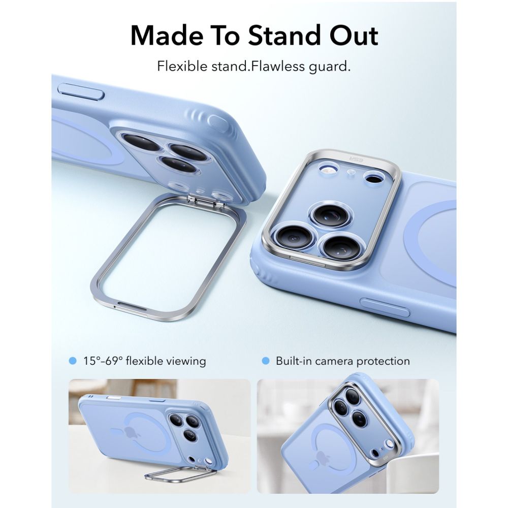 Dėklas ESR Classic Hybrid Kickstand MagSafe iPhone 17 Pro / 18 Pro, matinis šviesiai mėlynas - Image 3