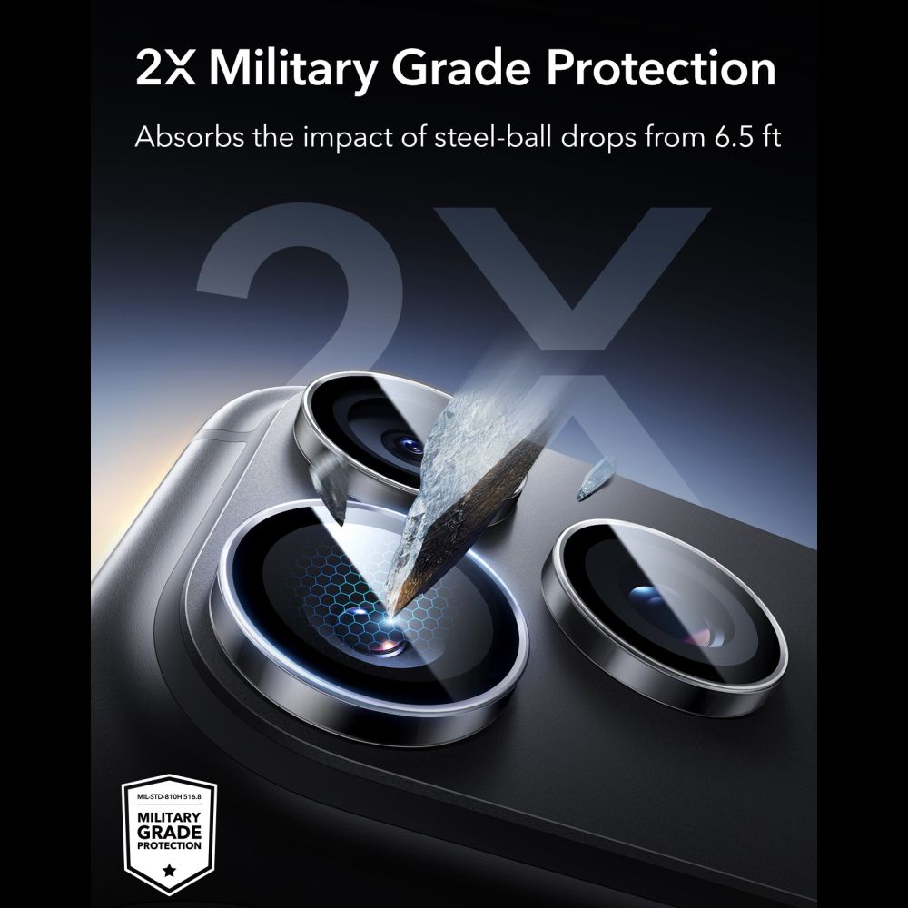 Kameros apsauginis stiklas ESR Armorite iPhone 18 Pro / 18 Pro Max, skaidrus - Image 4
