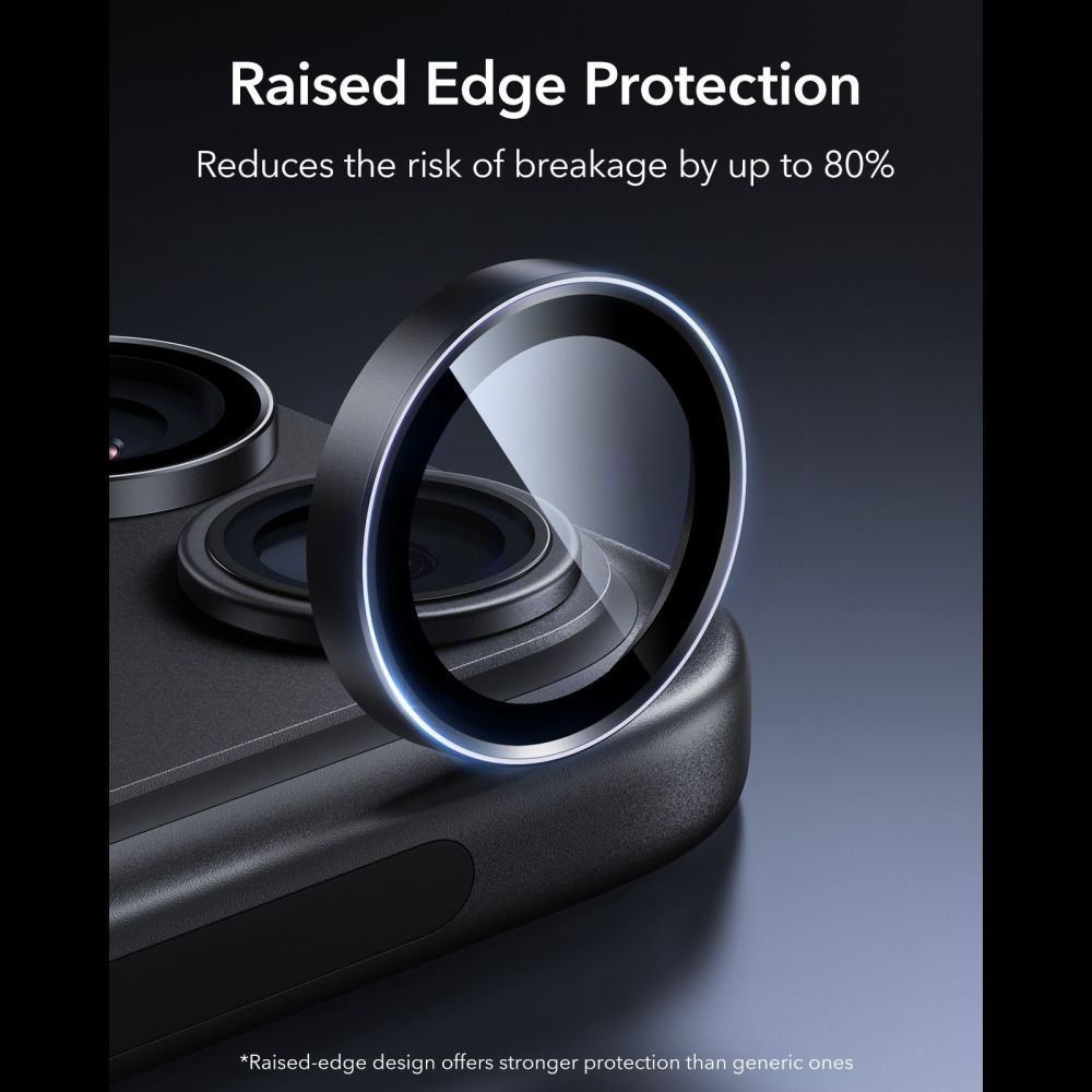 Kameros apsauginis stiklas ESR Armorite Camera Protector iPhone 18 Pro / 18 Pro Max, 2 vnt., juodas - Image 3