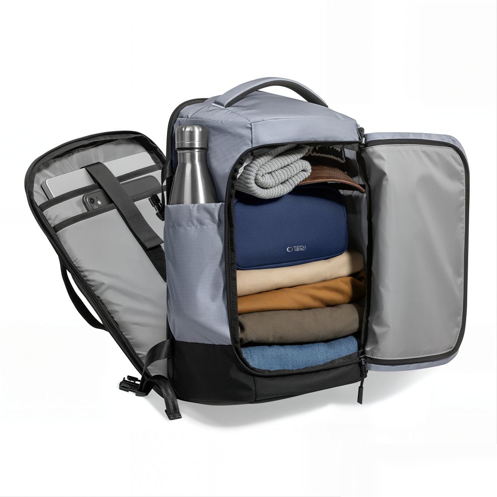Tech-Protect Defender S70 kelioninė kuprinė 24 l (40 x 30 x 20 cm), skirta Ryanair ir Wizz Air, pilka - Image 4