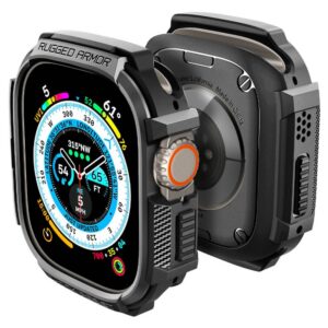 Dėklas Spigen Rugged Armor Apple Watch Ultra 1 / 2 (49 mm), matinis juodas