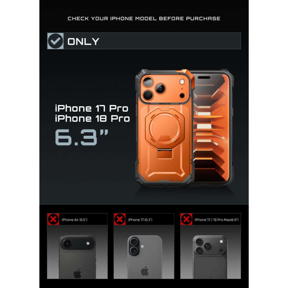 Dėklas Supcase UB Grip Mag MagSafe iPhone 17 Pro / 18 Pro, koralinis - Image 4