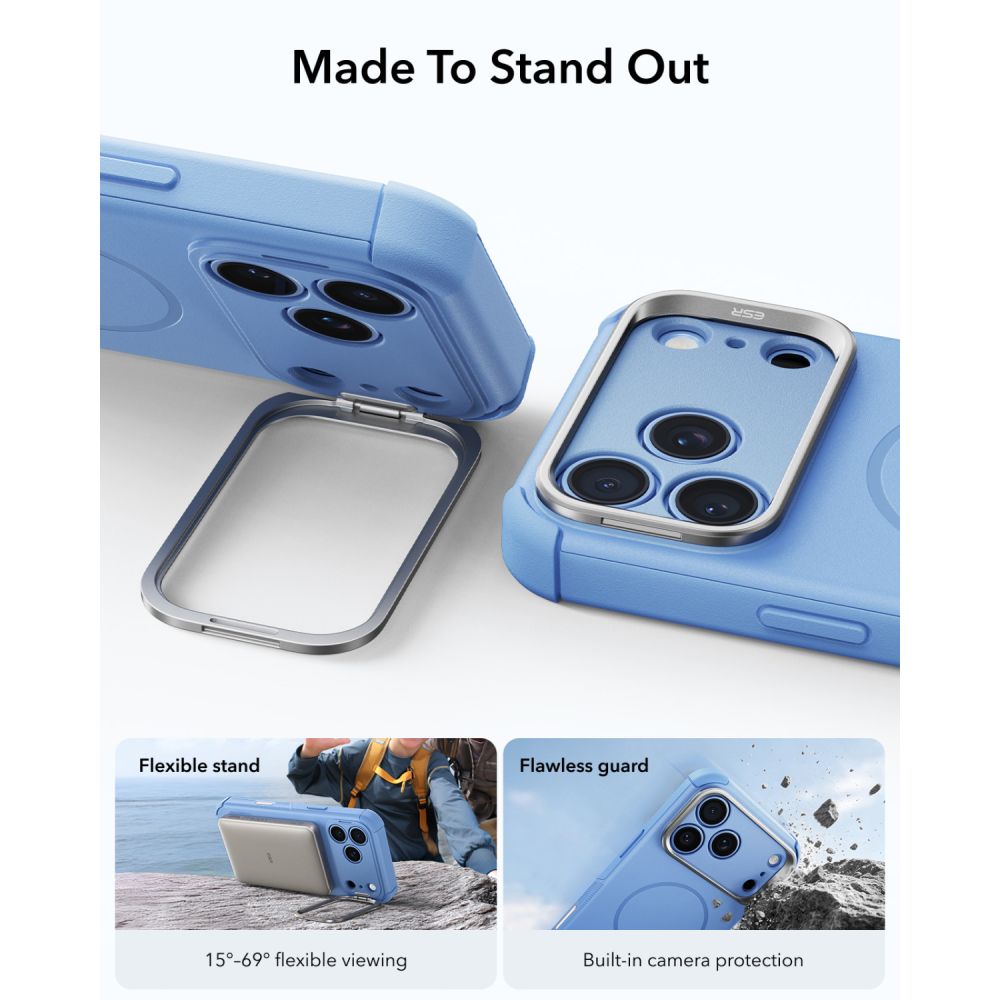 Dėklas ESR Cyber Tough Kickstand MagSafe iPhone 17 Pro / 18 Pro, šviesiai mėlynas - Image 4