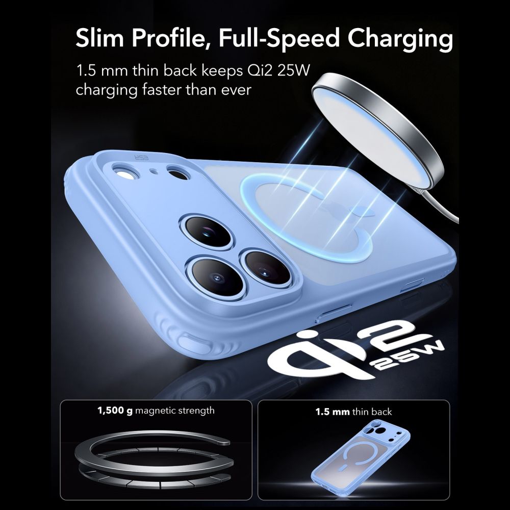 Dėklas ESR Classic Hybrid MagSafe iPhone 17 Pro / 18 Pro, matinis šviesiai mėlynas - Image 5