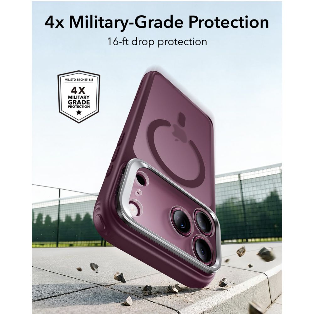 Dėklas ESR Classic Hybrid Kickstand MagSafe iPhone 17 Pro Max / 18 Pro Max, matinis tamsiai bordo - Image 4