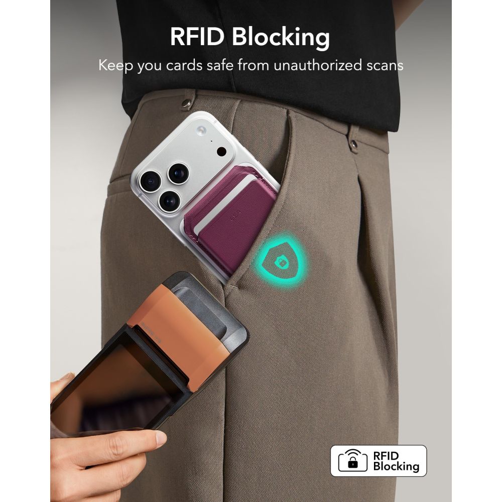 ESR Classic RFID magnetinė piniginė-stovas su MagSafe, tamsiai bordo - Image 6
