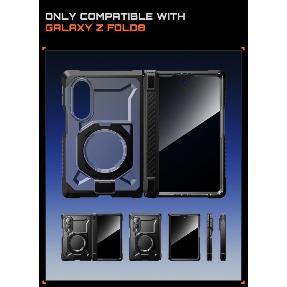 Dėklas Supcase UB Grip Mag MagSafe Galaxy Z Fold 8 su privatumo apsauginiu stiklu, juodas - Image 5
