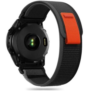 Juodai oranžinis Tech-Protect nailoninis dirželis Garmin Fenix 5 / 6 / 6 Pro / 7