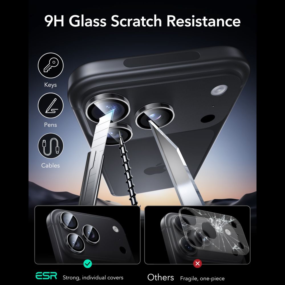 Kameros apsauginis stiklas ESR Armorite iPhone 18 Pro / 18 Pro Max, skaidrus - Image 6