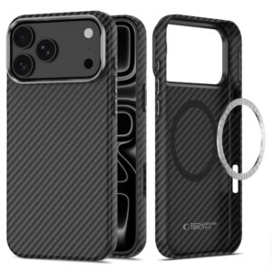 Dėklas Tech-Protect Ion Carbon MagSafe iPhone 17 Pro Max / 18 Pro Max, juodas/sidabrinis