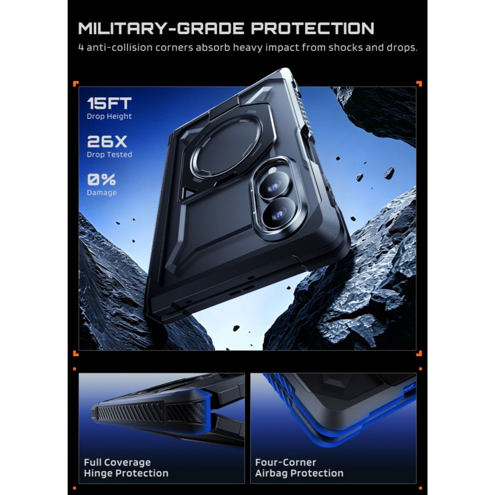 Dėklas Supcase UB Grip Mag MagSafe Galaxy Z Fold 8 su privatumo apsauginiu stiklu, juodas - Image 6