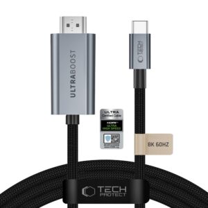 Kabelis Tech-Protect UltraBoost USB-C - HDMI 2.1 8K 60Hz 300 cm, pilkas