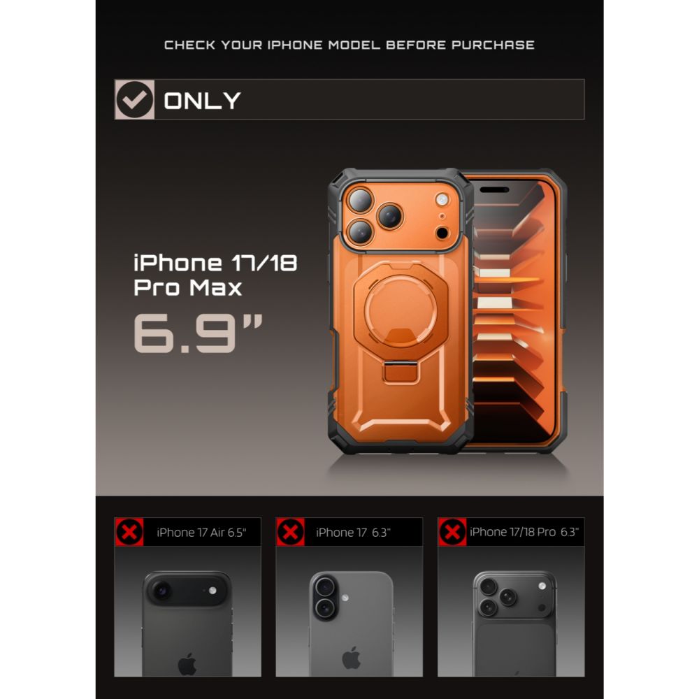 Dėklas Supcase Grip Pro Mag MagSafe iPhone 17 Pro Max / 18 Pro Max, koralinis - Image 7