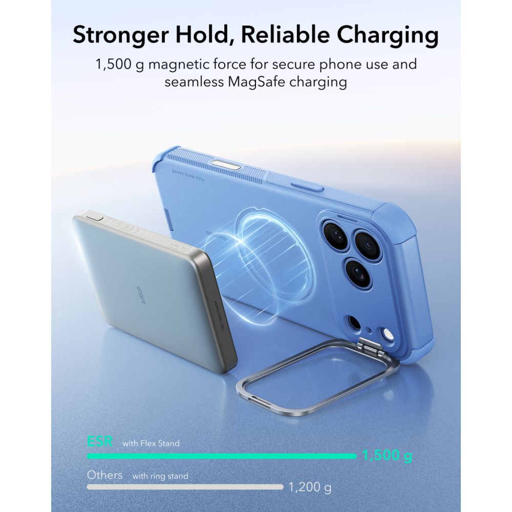 Dėklas ESR Cyber Tough Kickstand MagSafe iPhone 17 Pro / 18 Pro, šviesiai mėlynas - Image 7