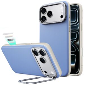 Dėklas ESR Leather Kickstand MagSafe iPhone 17 Pro / 18 Pro, šviesiai mėlynas