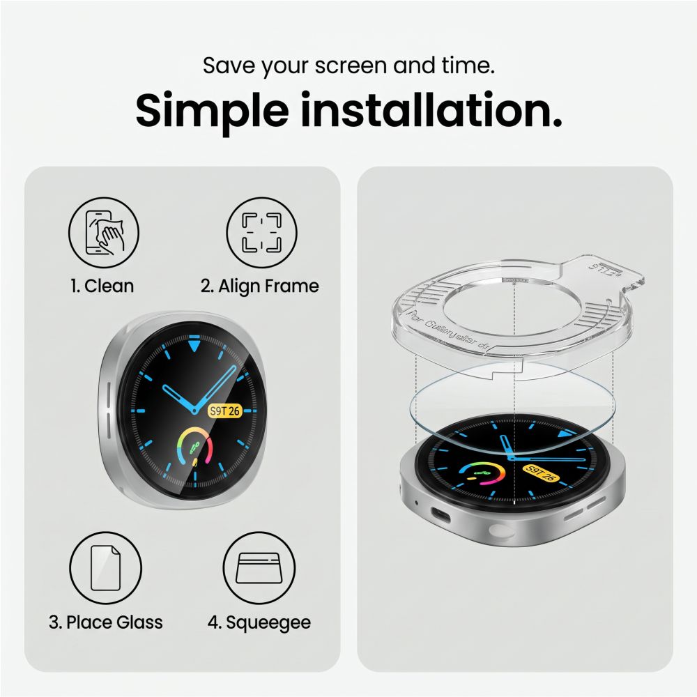Tech-Protect Easy Set+ stikliukai Samsung Galaxy Watch 8 / 9 (40 mm), 2 vnt. - Image 6