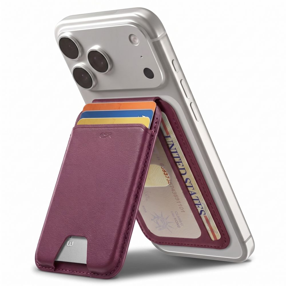 ESR Classic RFID magnetinė piniginė-stovas su MagSafe, tamsiai bordo
