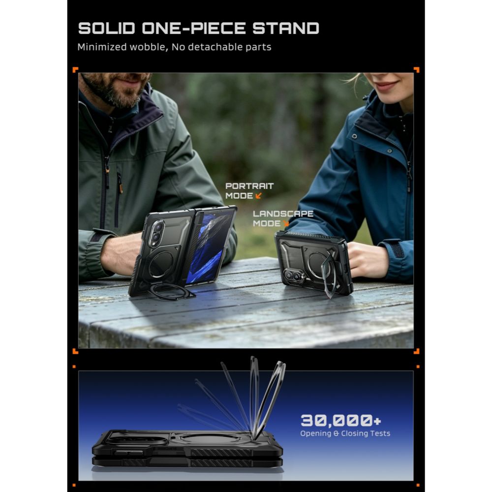 Dėklas Supcase UB Grip Mag MagSafe Galaxy Z Fold 8 su privatumo apsauginiu stiklu, juodas - Image 8
