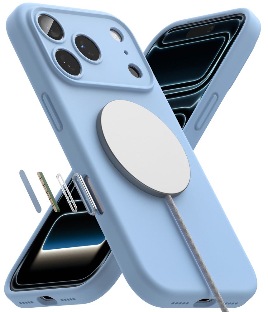 Dėklas Ringke Silicone Magnetic MagSafe iPhone 17 Pro / 18 Pro, šviesiai mėlynas - Image 5