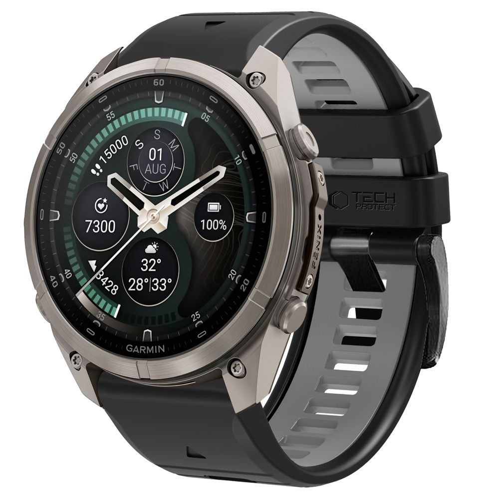 Dirželis Tech-Protect IconBand Pro Garmin Fenix 5X / 5X Plus / 6X / 6X Pro / 7X / 8 / 8 Pro / 9 / 9 Pro (51 mm), juodas/pilkas
