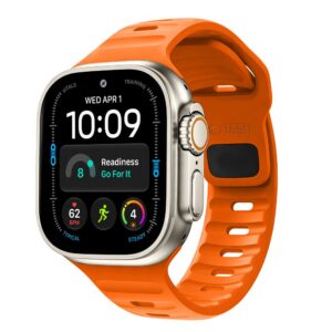 Dirželis Tech-Protect Silicone Line Apple Watch 8 / 9 / 10 / 11 / 12 / SE / Ultra (44 / 45 / 46 / 49 mm), oranžinis