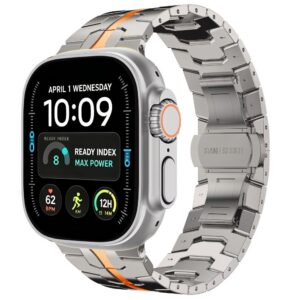 Dirželis Tech-Protect Stainless Apple Watch 8 / 9 / 10 / 11 / 12 / SE / Ultra (44 / 45 / 46 / 49 mm), titano oranžinis