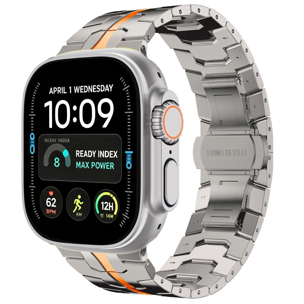 Dirželis Tech-Protect Stainless Apple Watch 8 / 9 / 10 / 11 / 12 / SE / Ultra (44 / 45 / 46 / 49 mm), titano oranžinis
