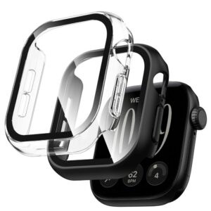 Dėklas Tech-Protect Defense Apple Watch 12 (42 mm), 2 vnt., juodas ir skaidrus