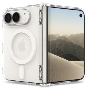 Dėklas Spigen Ultra Hybrid Pro MagSafe iPhone Duo, skaidrus baltas