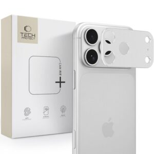 Kameros apsauginis stiklas Tech-Protect CamAlloy Fit+ iPhone 18 Pro, sidabrinis